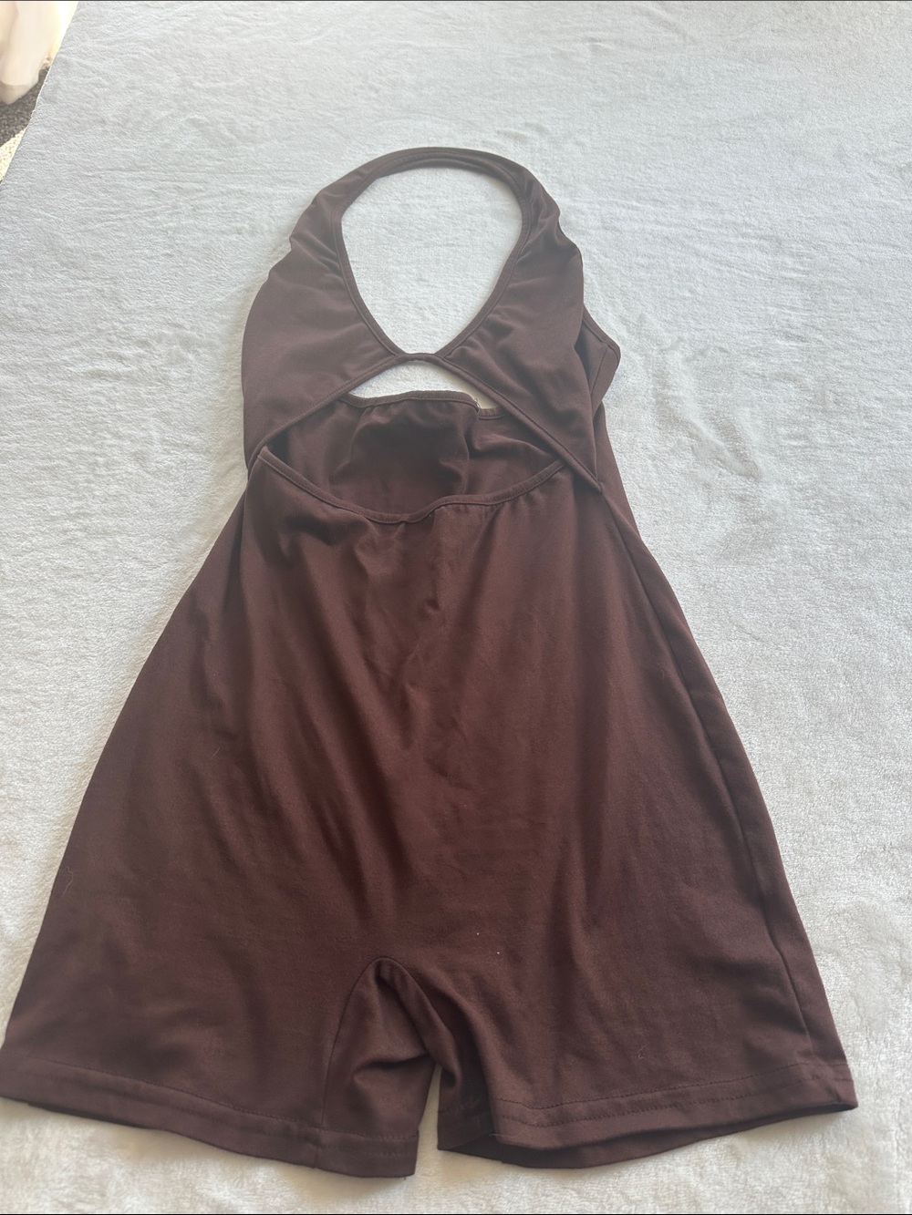 SHEIN Chocolate Brown Cutout Halter Shaping Romper